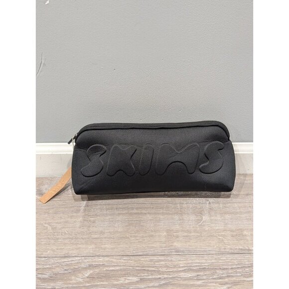 Kim Kardashian SKIMS WNBA Make Up Neoprene Black Bag Pouch Clutch Brand New - Picture 1 of 16